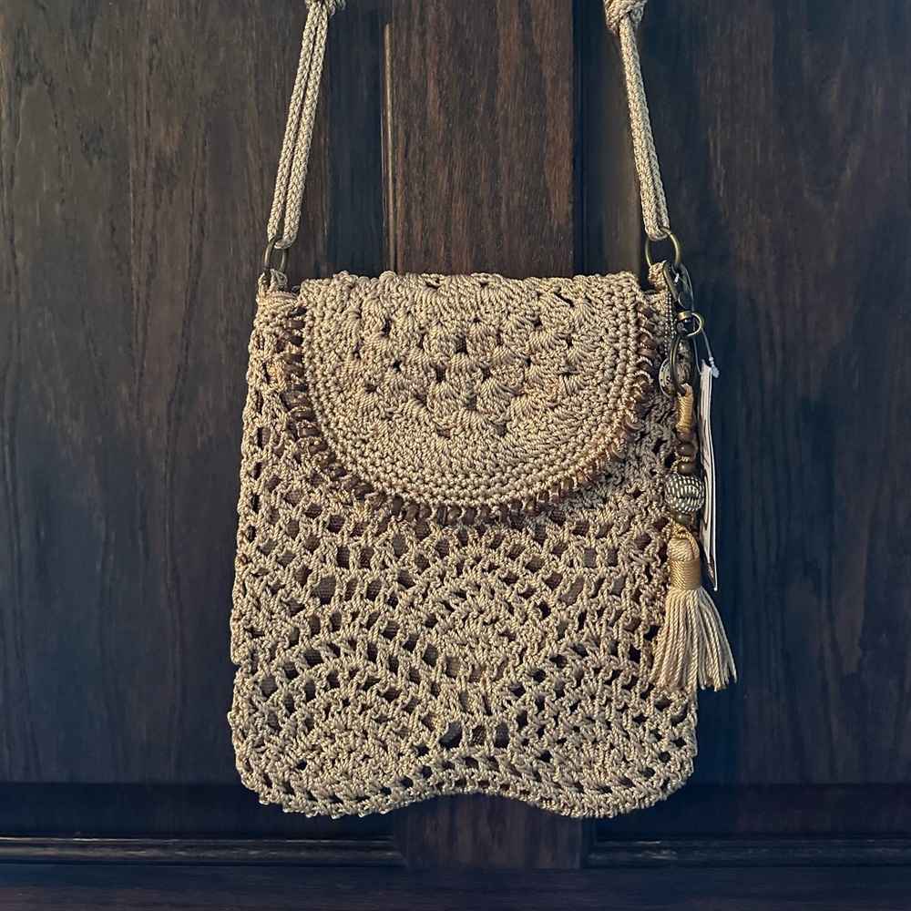 The Sak Crochet Tan Crossbody Crochet Bag